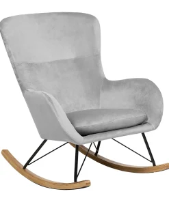 Beliani Keinutuoli Sametti Vaaleanharmaa Ellan Flash Sale