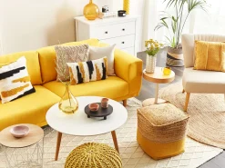 Beliani Keltainen Juuttirahi 44 X 44 Cm Kirama Discount