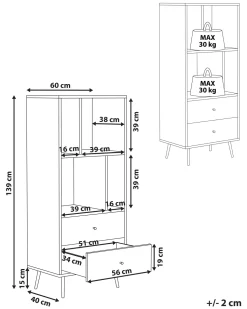 Beliani Kirjahylly 4 Hyllya 2 Laatikkoa Vaalea Puu/Valkoinen Richmond Cheap