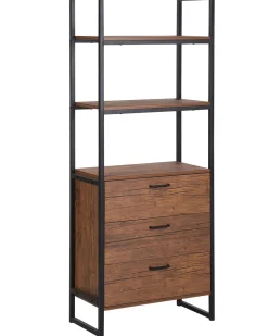 Beliani Kirjahylly 3 Hyllya 3 Laatikkoa Tumma Puu/Musta Tifton Store