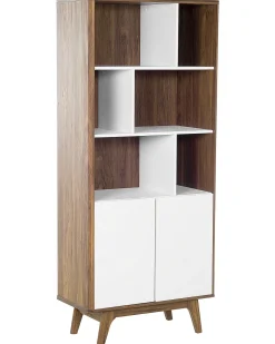 Beliani Kirjahylly 3 Hyllya Kaappi Tumma Puu/Valkoinen Columbus Store