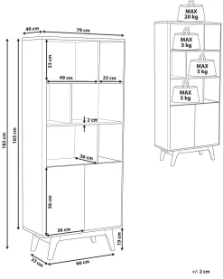 Beliani Kirjahylly 3 Hyllya Kaappi Tumma Puu/Valkoinen Columbus Store
