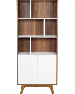 Beliani Kirjahylly 3 Hyllya Kaappi Tumma Puu/Valkoinen Columbus Store