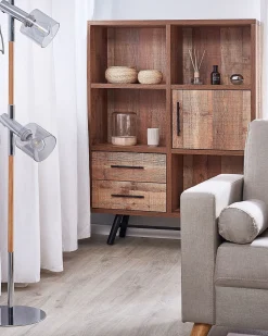 Beliani Kirjahylly 4 Hyllya Kaappi 2 Laatikkoa Vaalea Puu Atlanta Flash Sale