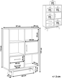 Beliani Kirjahylly 4 Hyllya Kaappi 2 Laatikkoa Vaalea Puu Atlanta Flash Sale
