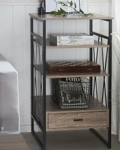 Beliani Kirjahylly 3 Hyllya Laatikko Ruskeanharmaa Keene Online