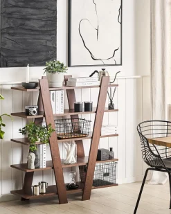 Beliani Kirjahylly 5 Hyllya Tumma Puu Escalante Cheap