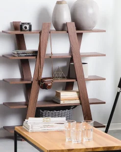 Beliani Kirjahylly 5 Hyllya Tumma Puu Escalante Cheap