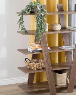 Beliani Kirjahylly 5 Hyllya Tumma Puu Escalante Cheap