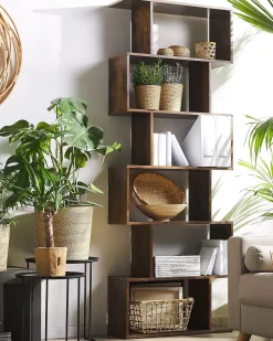 Beliani Kirjahylly 6 Hyllya Tumma Puu Valdosa Clearance