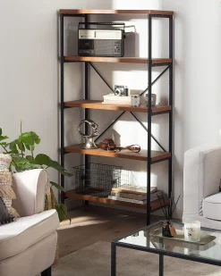 Beliani Kirjahylly 4 Hyllya Tumma Puu Brisbane Store