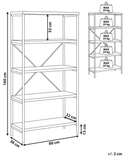 Beliani Kirjahylly 4 Hyllya Tumma Puu Brisbane Store