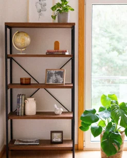 Beliani Kirjahylly 4 Hyllya Tumma Puu Brisbane Store