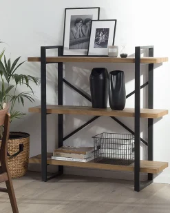 Beliani Kirjahylly 3 Hyllya Tumma Puu Timber Discount