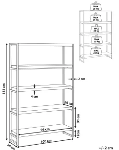 Beliani Kirjahylly 4 Hyllya Tumma Puu/Musta Tifton Clearance