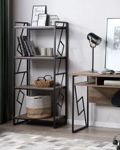 Beliani Kirjahylly 4 Hyllya Tumma Puu/Musta Forres Best