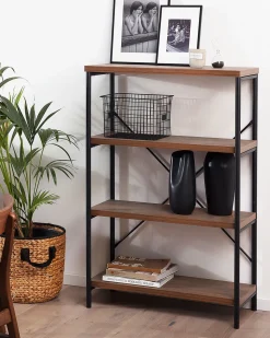 Beliani Kirjahylly 3 Hyllya Tumma Puu Brisbane Outlet