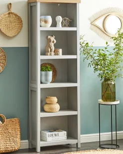 Beliani Kirjahylly 5 Hyllya Vaaleanharmaa/Vaalea Puu Clio Store