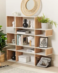 Beliani Kirjahylly 10 Hyllya Vaalea Puu/Valkoinen Amarilo Cheap