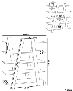 Beliani Kirjahylly 5 Hyllya Valkoinen Escalante Fashion