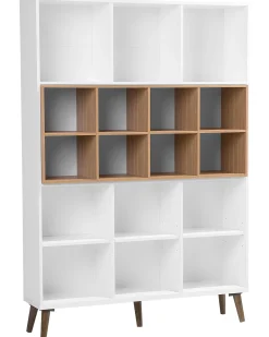 Beliani Kirjahylly 17 Hyllya Valkoinen/Tumma Puu Alloa Cheap