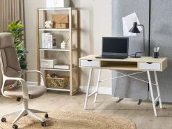 Beliani Kirjahylly 4 Lasihyllya Valkoinen/Vaalea Puu Jenks Best