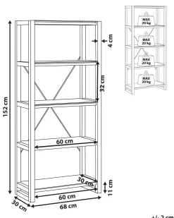 Beliani Kirjahylly 4 Lasihyllya Valkoinen/Vaalea Puu Jenks Best