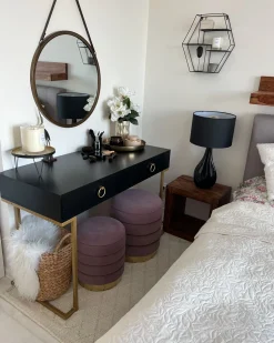 Beliani Konsolipoyta 2 Laatikkoa Musta/Kulta Westport Store