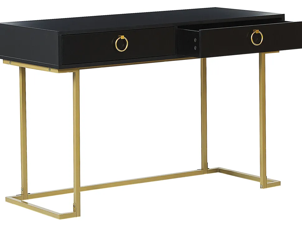 Beliani Konsolipoyta 2 Laatikkoa Musta/Kulta Westport Store