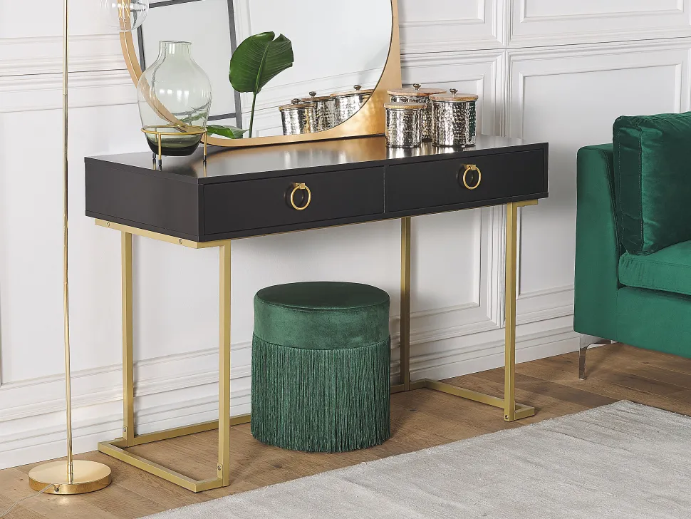 Beliani Konsolipoyta 2 Laatikkoa Musta/Kulta Westport Store