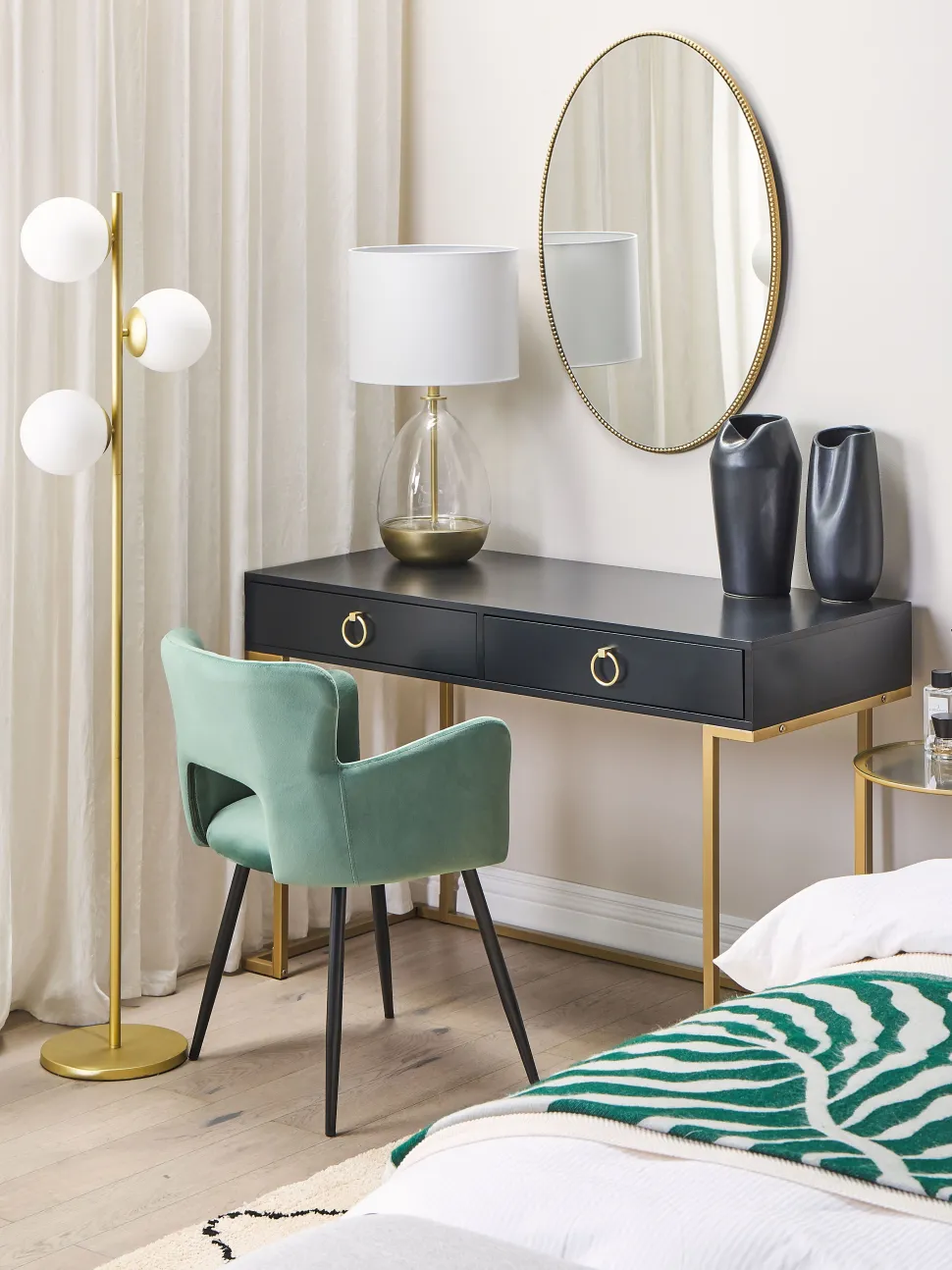 Beliani Konsolipoyta 2 Laatikkoa Musta/Kulta Westport Store