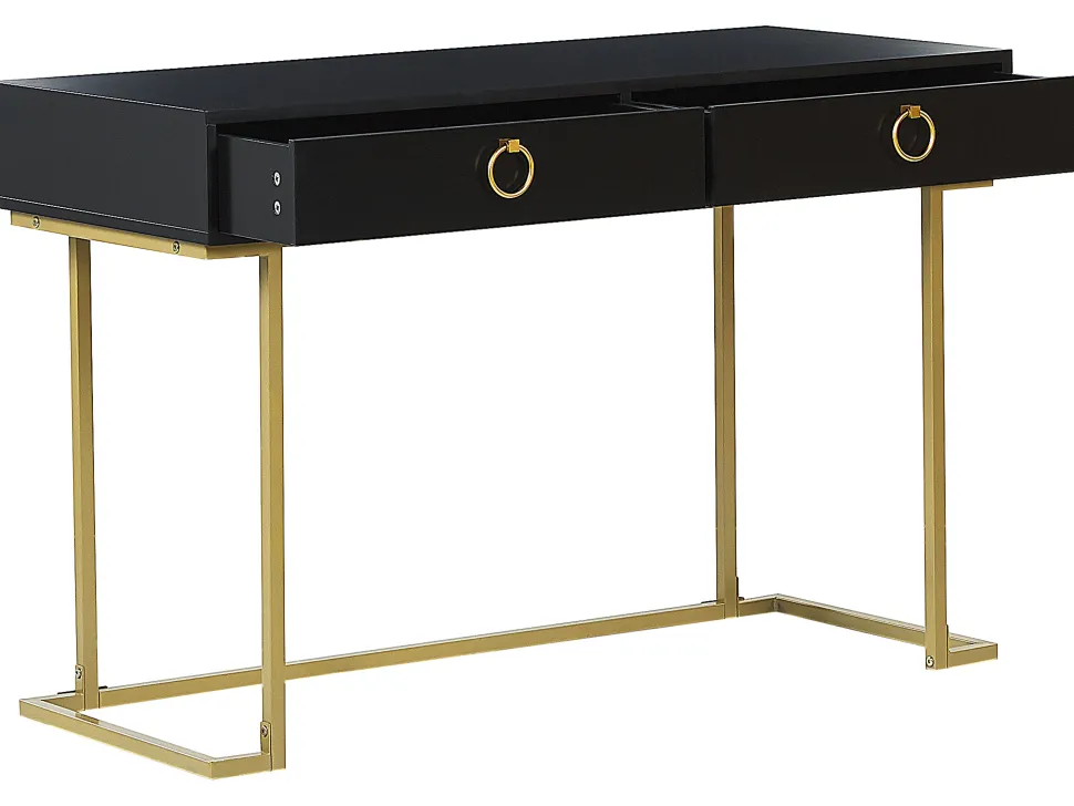Beliani Konsolipoyta 2 Laatikkoa Musta/Kulta Westport Store