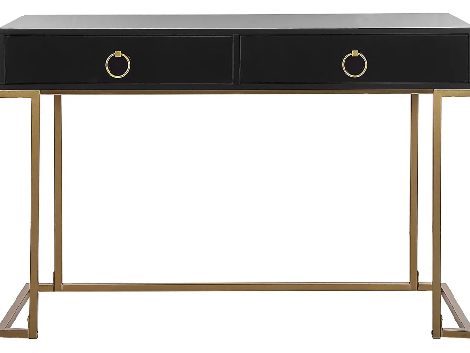 Beliani Konsolipoyta 2 Laatikkoa Musta/Kulta Westport Store