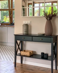 Beliani Konsolipoyta 2 Laatikkoa Musta Avenue Cheap