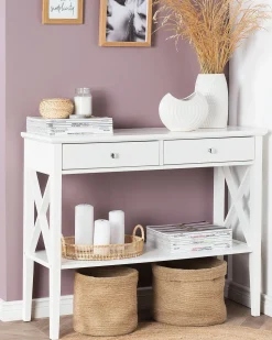 Beliani Konsolipoyta 2 Laatikkoa Valkoinen Avenue Cheap