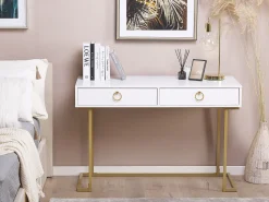 Beliani Konsolipoyta 2 Laatikkoa Valkoinen/Kulta Westport Online
