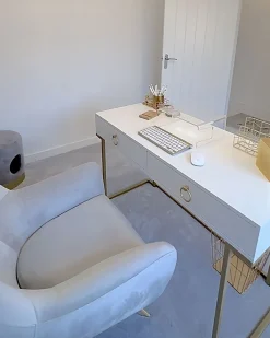 Beliani Konsolipoyta 2 Laatikkoa Valkoinen/Kulta Westport Online