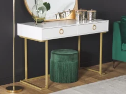 Beliani Konsolipoyta 2 Laatikkoa Valkoinen/Kulta Westport Online