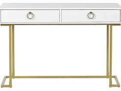 Beliani Konsolipoyta 2 Laatikkoa Valkoinen/Kulta Westport Online