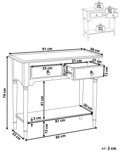 Beliani Konsolipoyta 2 Laatikkoa Valkoinen Lowell Best