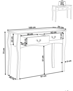 Beliani Konsolipoyta 2 Laatikkoa Valkoinen Klawock Best