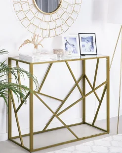 Beliani Konsolipoyta Lasitasolla Metalli Kulta Orland Cheap