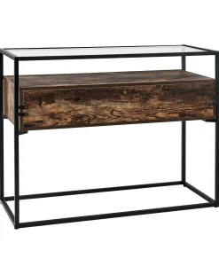 Beliani Konsolipoyta Lasitasolla 2 Laatikkoa Tumma Puu/Musta Mauk Store