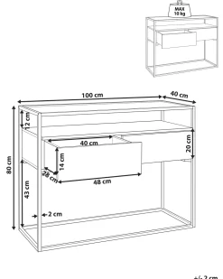 Beliani Konsolipoyta Lasitasolla 2 Laatikkoa Tumma Puu/Musta Mauk Store