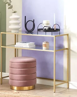 Beliani Konsolipoyta Lasitasolla Rauta Kulta Aline Store