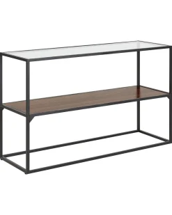 Beliani Konsolipoyta Lasitasolla Tumma Puu/Musta Taos Shop