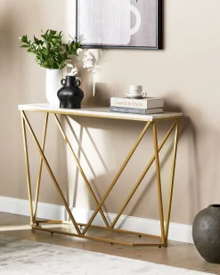 Beliani Konsolipoyta Marmorikuvio Valkoinen/Kulta Hazen Fashion