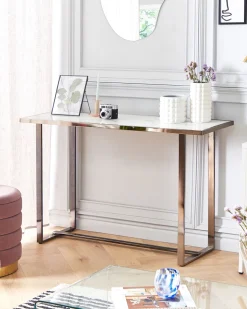 Beliani Konsolipoyta Marmorikuvio Valkoinen/Hopea Plano Store