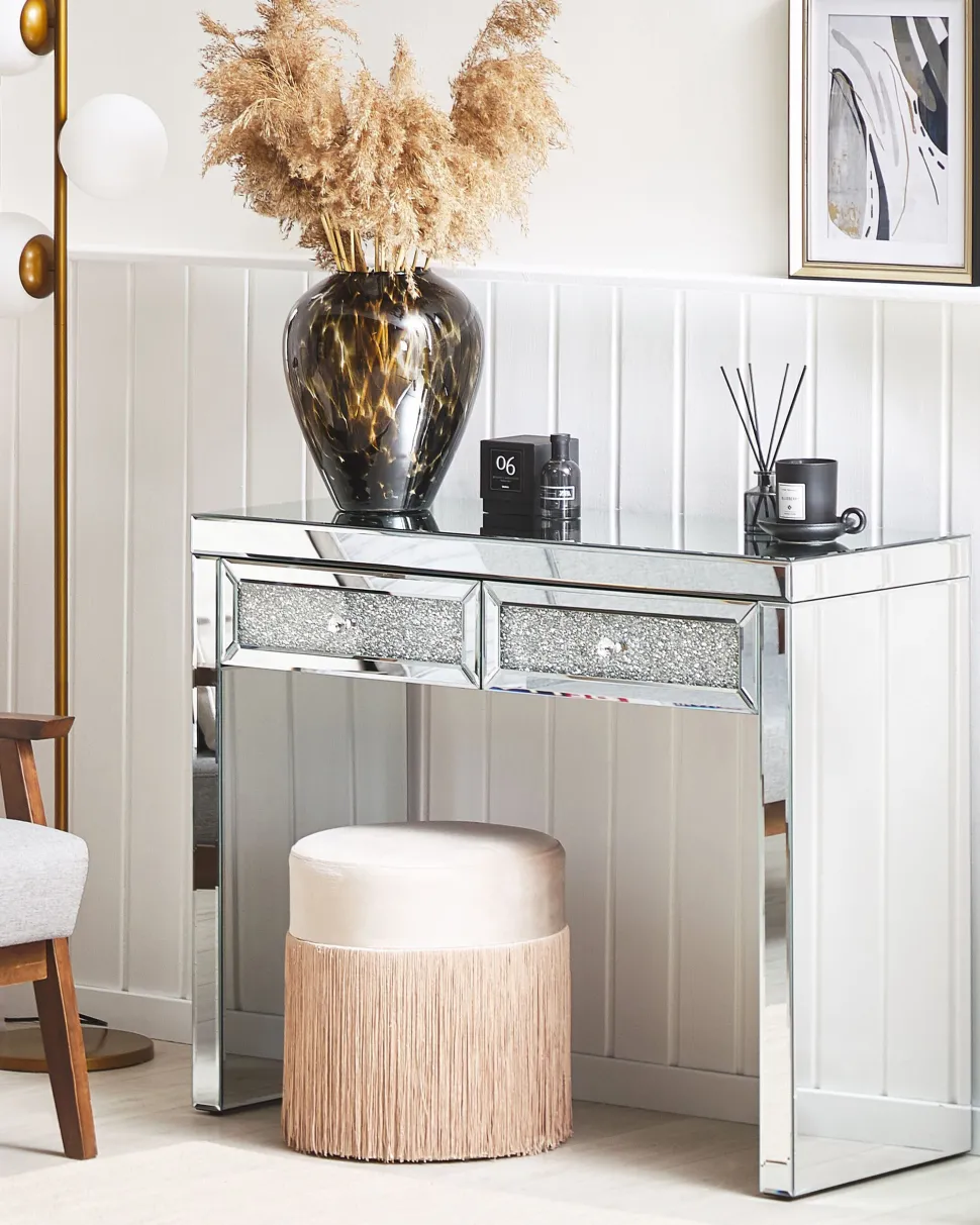 Beliani Konsolipoyta Peililasi 2 Laatikkoa Hopea Tilly Best Sale