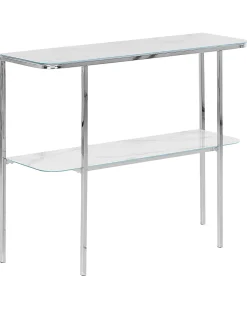 Beliani Konsolipoyta Teras Marmorikuvio Valkoinen/Hopea Calvert Fashion